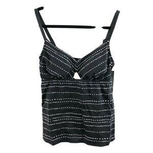 Dreamsuit by Miracle Brands Tankini Top Striped Keyhole Cups Black White Size 6